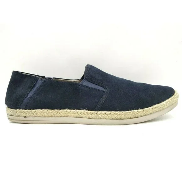 Clarks Somerset Navy Blue Leather Slip On Espadrille Loafers Shoes Men's 11  M